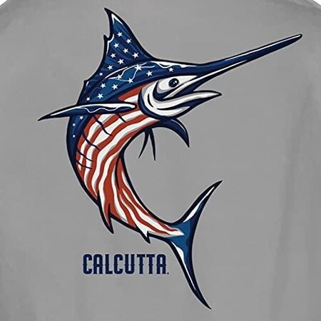 Calcutta Stars And Stripes Marlin TShirt Gravel Lg SSM-GRV-L